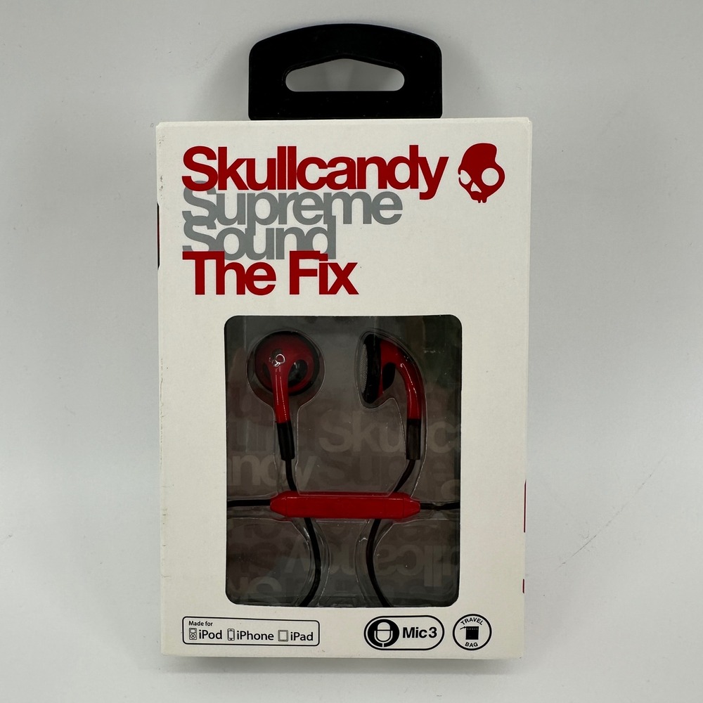 Skullcandy The Fix In-Ear Headphones Red Black Mic3 S3FXFM-160 New